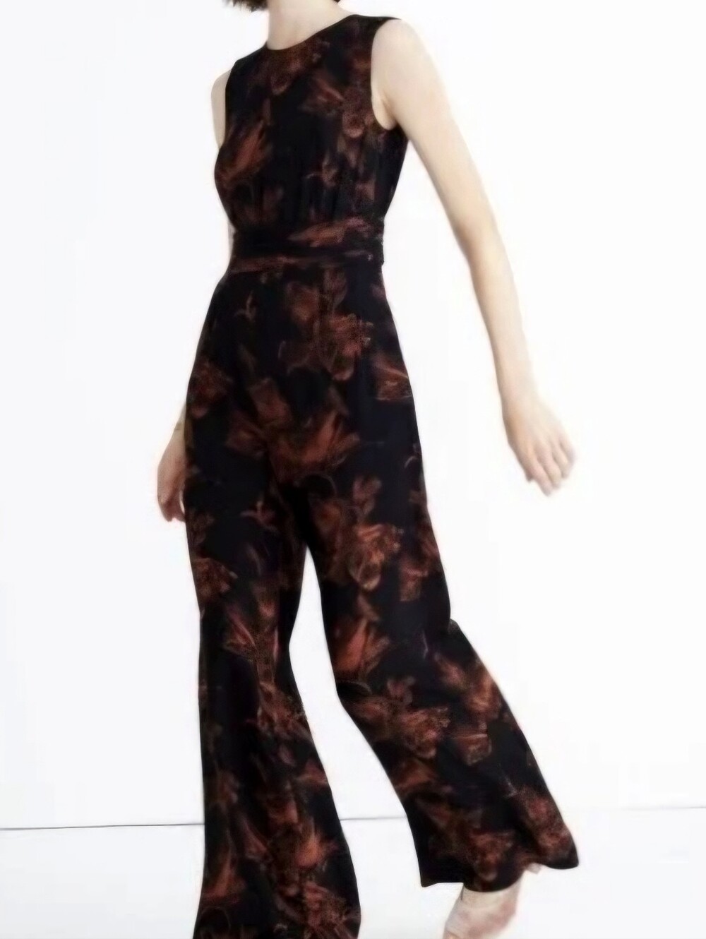 MADEWELL Black and Brown Floral Jumpsuit